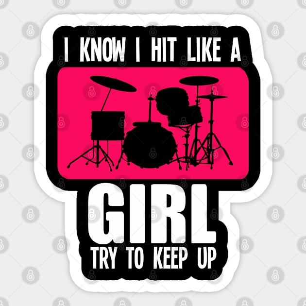 Womens Drummers Drumming Gift Print Girls Drums Drummer Print Sticker by Linco